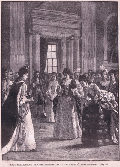 Lady Marlborough und Prinzessin Anne im Zeichensaal der Königin, 1692 von Walter Stanley Paget